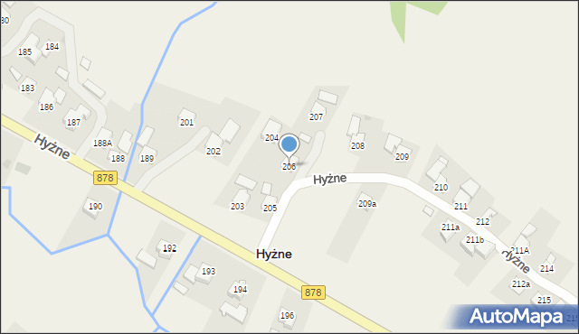 Hyżne, Hyżne, 206, mapa Hyżne