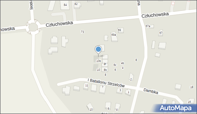 Chojnice, I Batalionu Strzelców, 10c, mapa Chojnic