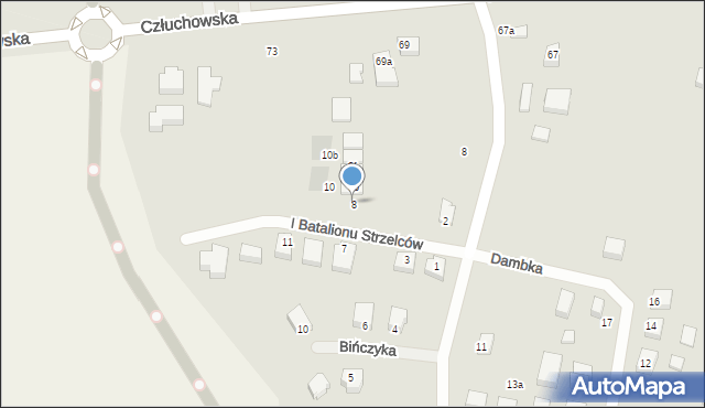 Chojnice, I Batalionu Strzelców, 8, mapa Chojnic