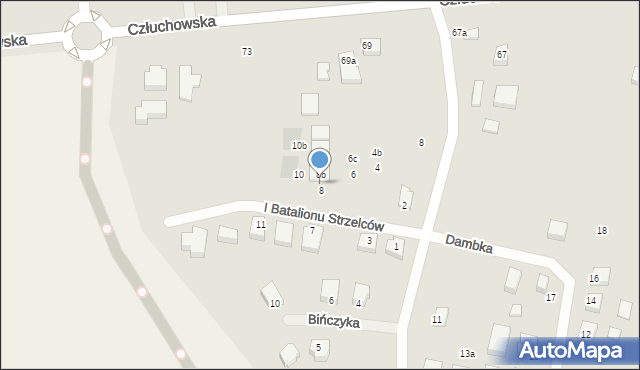 Chojnice, I Batalionu Strzelców, 8a, mapa Chojnic