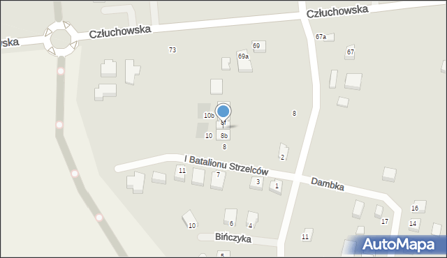 Chojnice, I Batalionu Strzelców, 8d, mapa Chojnic