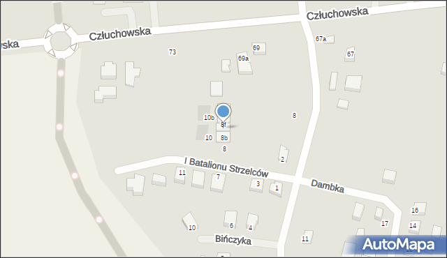 Chojnice, I Batalionu Strzelców, 8e, mapa Chojnic