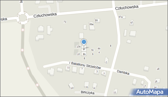 Chojnice, I Batalionu Strzelców, 8f, mapa Chojnic