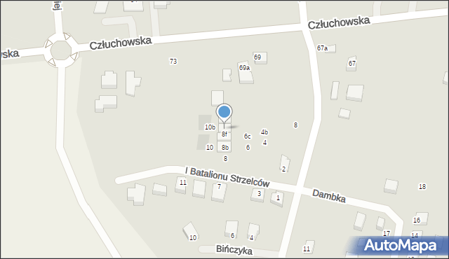 Chojnice, I Batalionu Strzelców, 8g, mapa Chojnic