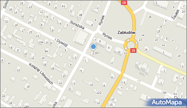 Zabłudów, I Dywizji, 2, mapa Zabłudów