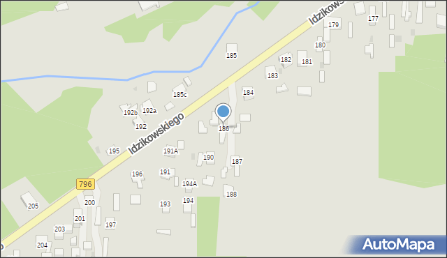 Dąbrowa Górnicza, Idzikowskiego Ludwika, mjr., 186, mapa Dąbrowa Górnicza