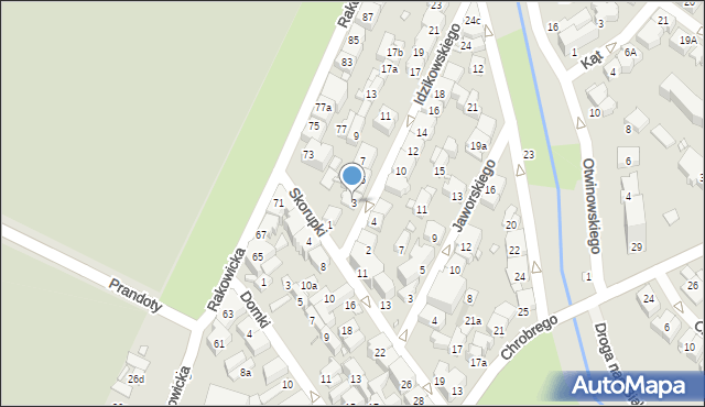 Kraków, Idzikowskiego Ludwika, mjr., 3, mapa Krakowa