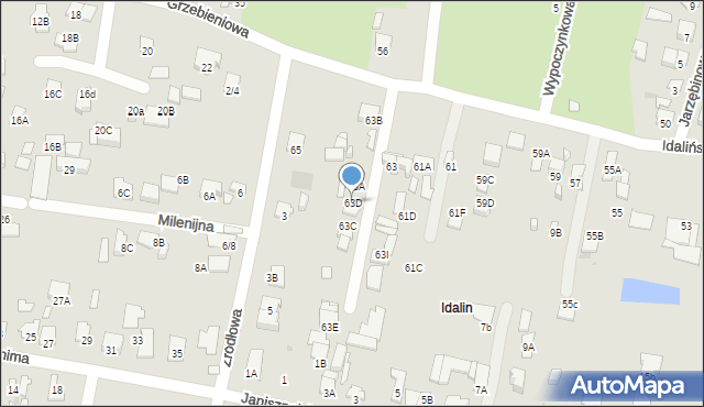 Radom, Idalińska, 63D, mapa Radomia