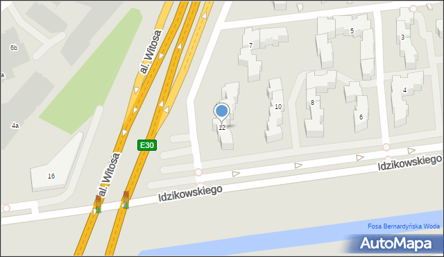 Warszawa, Idzikowskiego Ludwika, mjr., 12, mapa Warszawy