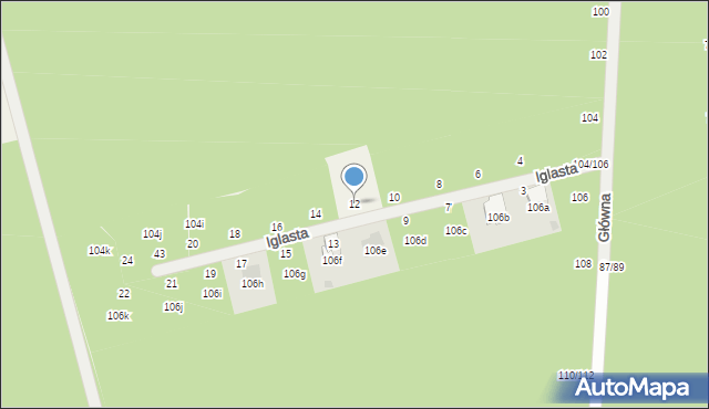 Kolonia Zawada, Iglasta, 12, mapa Kolonia Zawada