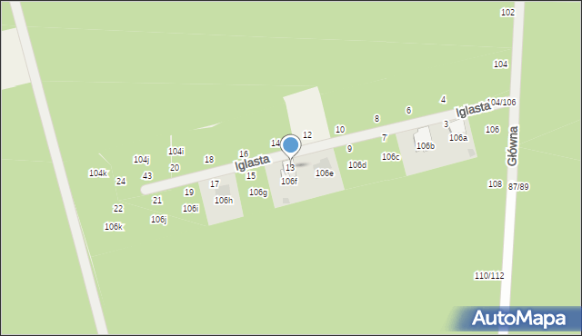 Kolonia Zawada, Iglasta, 13, mapa Kolonia Zawada
