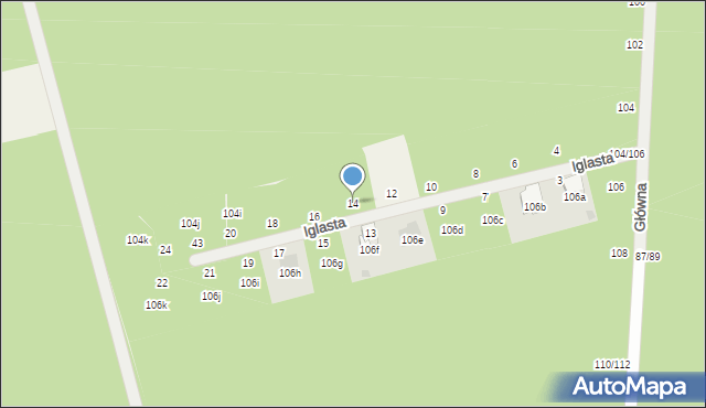 Kolonia Zawada, Iglasta, 14, mapa Kolonia Zawada