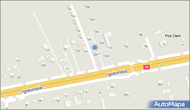 Kraków, Igołomska, 73d, mapa Krakowa