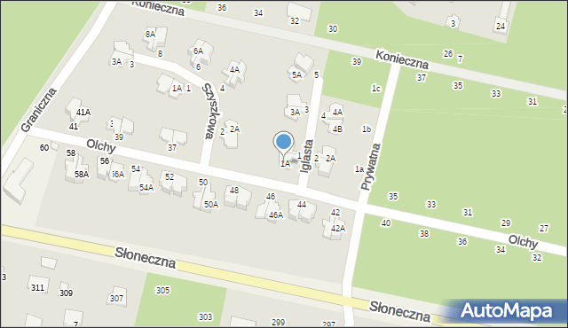 Magdalenka, Iglasta, 1A, mapa Magdalenka