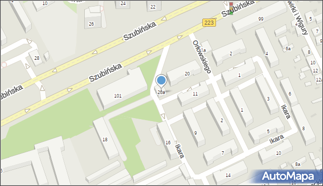 Bydgoszcz, Ikara, 20a, mapa Bydgoszczy