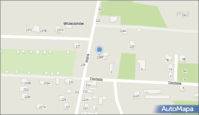 Częstochowa, Ikara, 216A, mapa Częstochowy