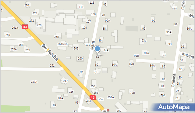 Częstochowa, Ikara, 82, mapa Częstochowy