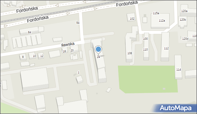 Bydgoszcz, Iławska, 24, mapa Bydgoszczy