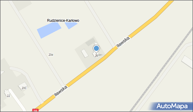 Rudzienice, Iławska, 20, mapa Rudzienice