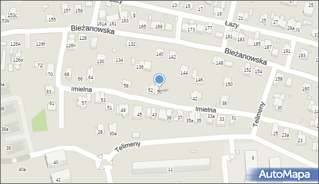 Kraków, Imielna, 50, mapa Krakowa