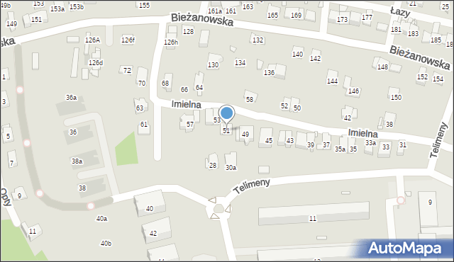 Kraków, Imielna, 51, mapa Krakowa