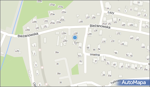 Kraków, Imielna, 72, mapa Krakowa