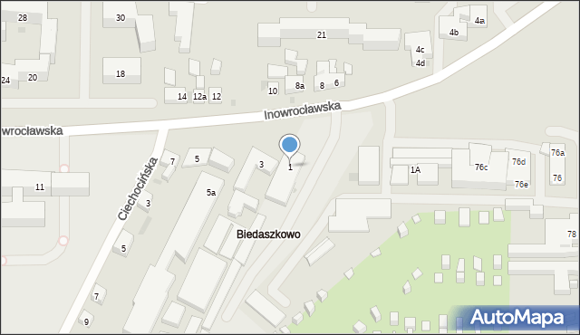 Bydgoszcz, Inowrocławska, 1, mapa Bydgoszczy