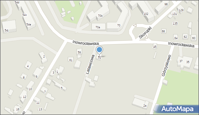 Bydgoszcz, Inowrocławska, 51, mapa Bydgoszczy