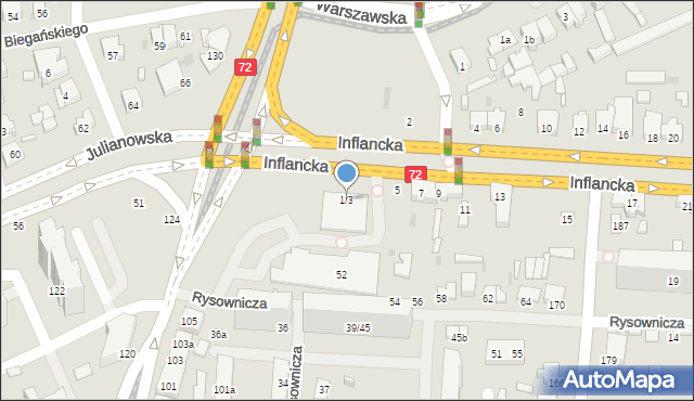 Łódź, Inflancka, 1/3, mapa Łodzi