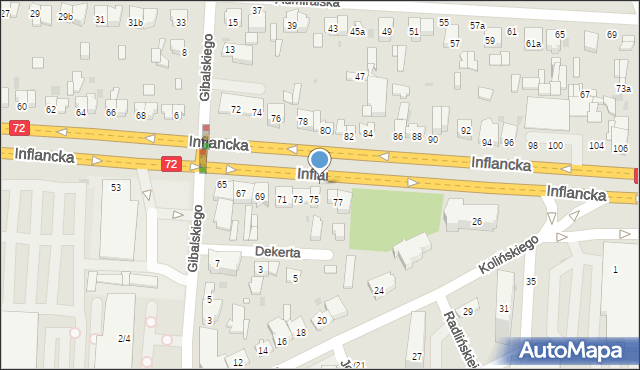 Łódź, Inflancka, 1, mapa Łodzi