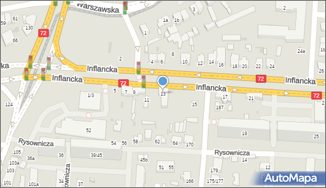 Łódź, Inflancka, 13, mapa Łodzi