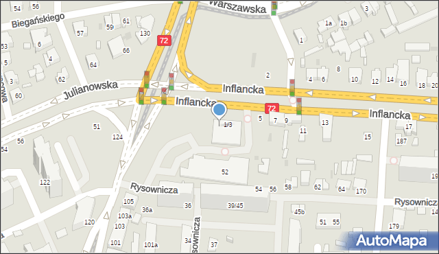 Łódź, Inflancka, 3, mapa Łodzi