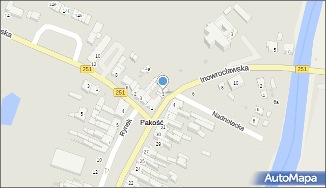 Pakość, Inowrocławska, 1, mapa Pakość