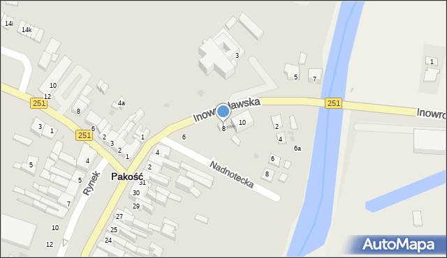 Pakość, Inowrocławska, 8, mapa Pakość
