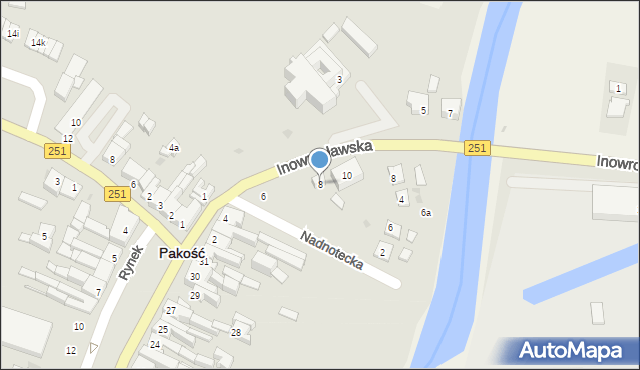 Pakość, Inowrocławska, 8, mapa Pakość