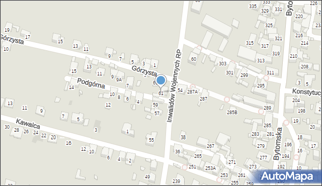 Piekary Śląskie, Inwalidów Wojennych RP, 61, mapa Piekary Śląskie