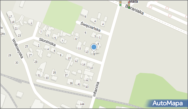 Poznań, Inflancka, 8, mapa Poznania