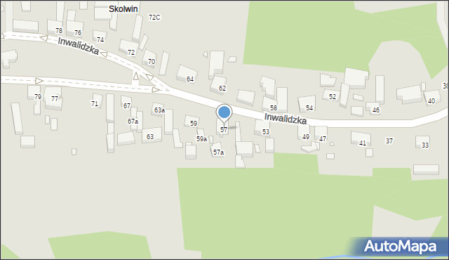 Szczecin, Inwalidzka, 57, mapa Szczecina