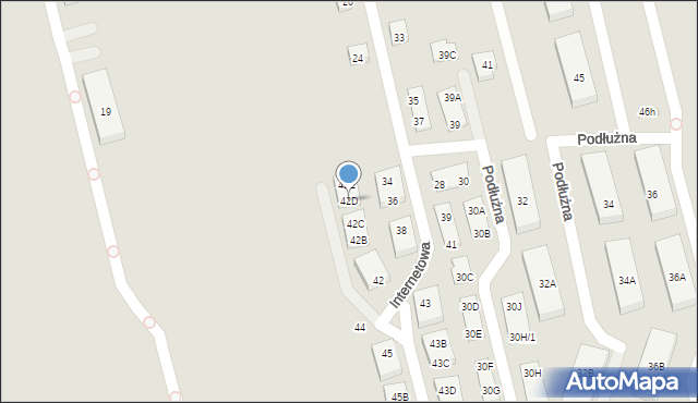Warszawa, Internetowa, 42D, mapa Warszawy