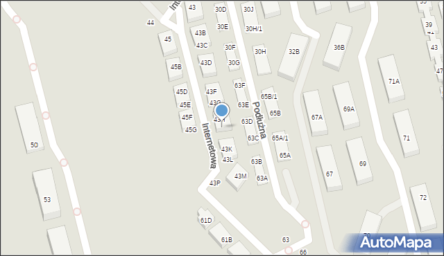 Warszawa, Internetowa, 43J, mapa Warszawy