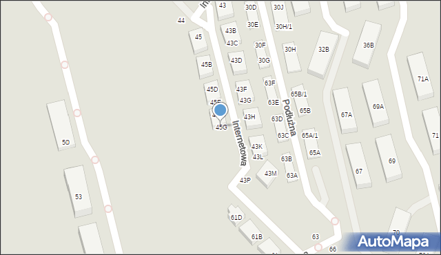 Warszawa, Internetowa, 45G, mapa Warszawy