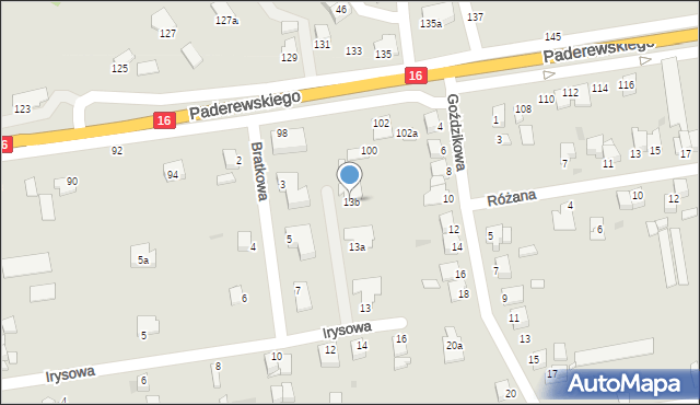 Grudziądz, Irysowa, 13b, mapa Grudziądza