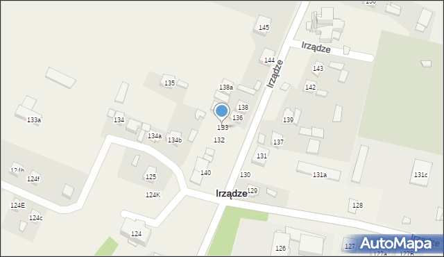 Irządze, Irządze, 133, mapa Irządze