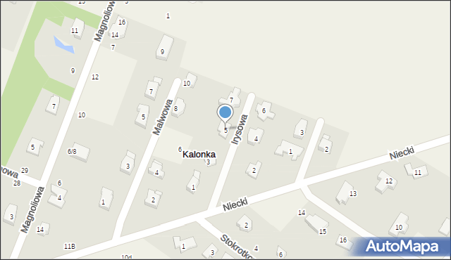 Kalonka, Irysowa, 5, mapa Kalonka