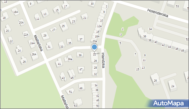 Koszalin, Irlandzka, 22, mapa Koszalina