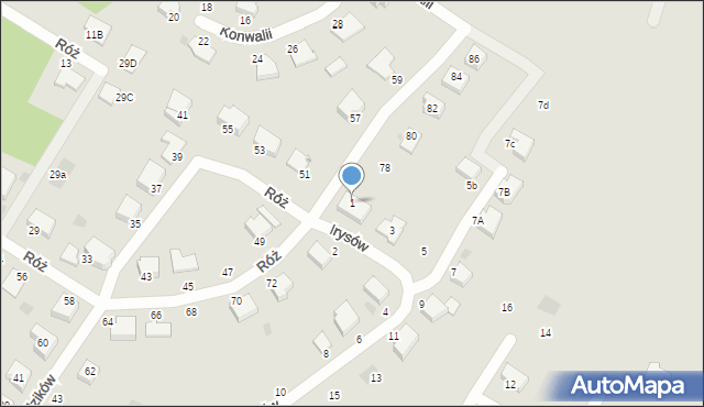 Koszalin, Irysów, 1, mapa Koszalina