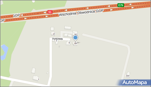 Lędziny, Irysowa, 8A, mapa Lędziny