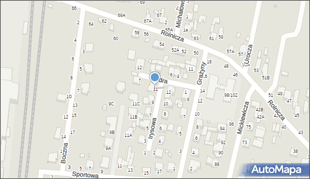 Piotrków Trybunalski, Irysowa, 11, mapa Piotrków Trybunalski