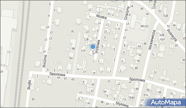 Piotrków Trybunalski, Irysowa, 3, mapa Piotrków Trybunalski