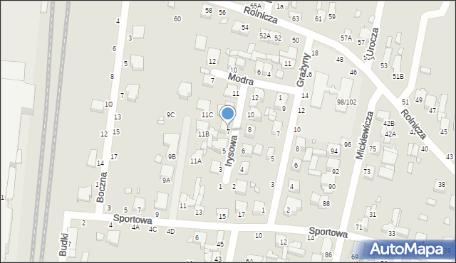 Piotrków Trybunalski, Irysowa, 7, mapa Piotrków Trybunalski